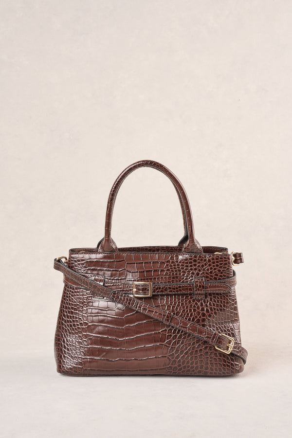 Croc Buckle Detail Bag - Chocolate