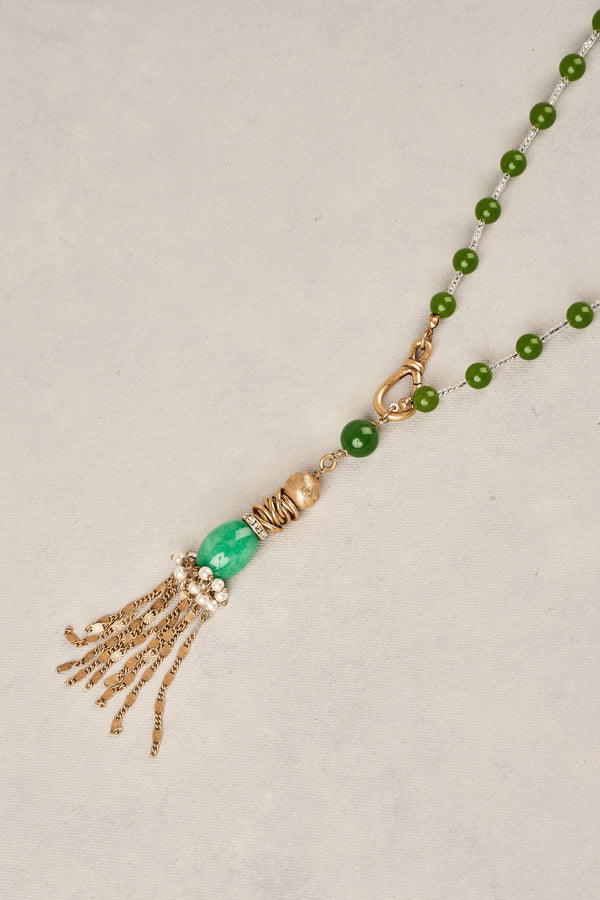 Tassel Pendant Necklace - Green