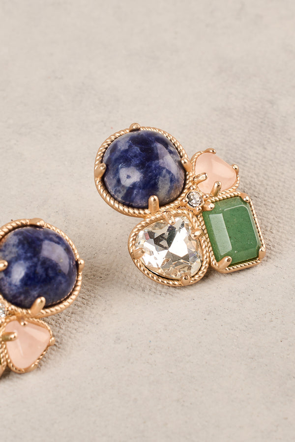 Statement Natural Gemstone Studs - Multicolour