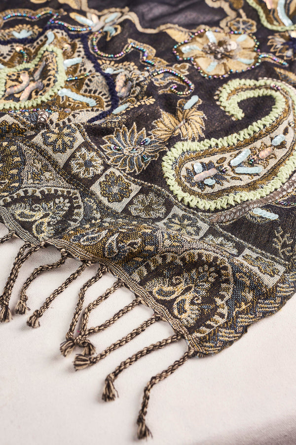 Embellished Wool Scarf - Multicolour