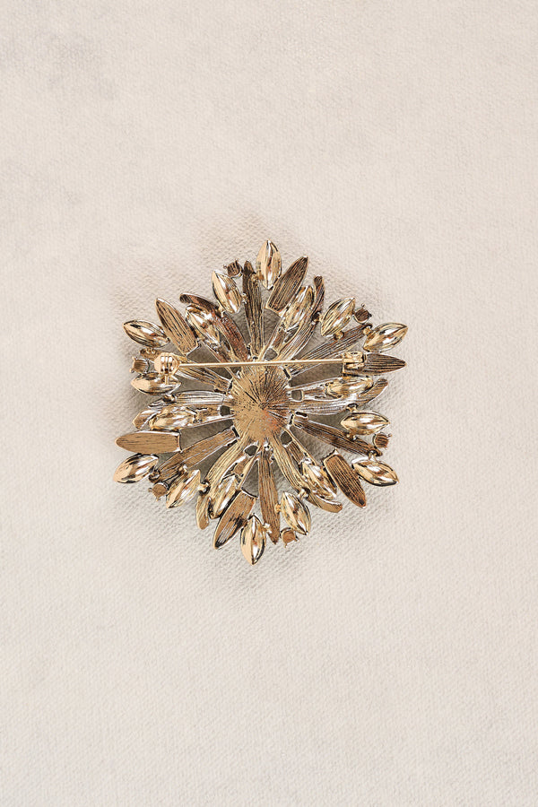 Flower Dia Cluster Brooch - Green