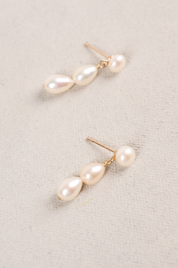 Trio Pearl Droplets - Gold