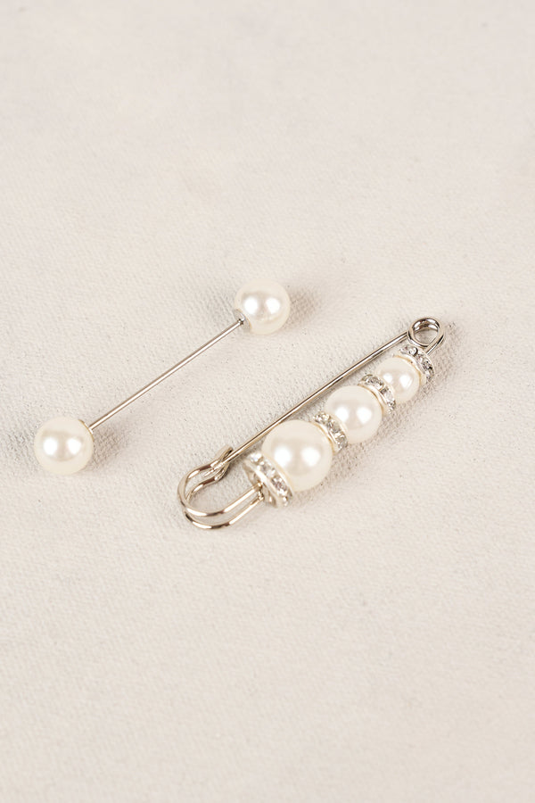 Trio Pearl Pin Set - Silver