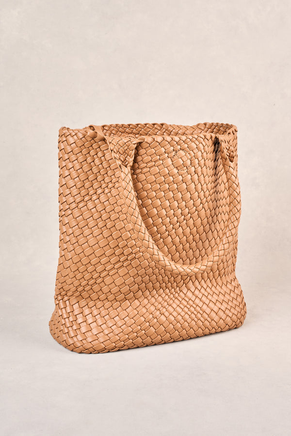 Kira Woven Tote Bag - Tan