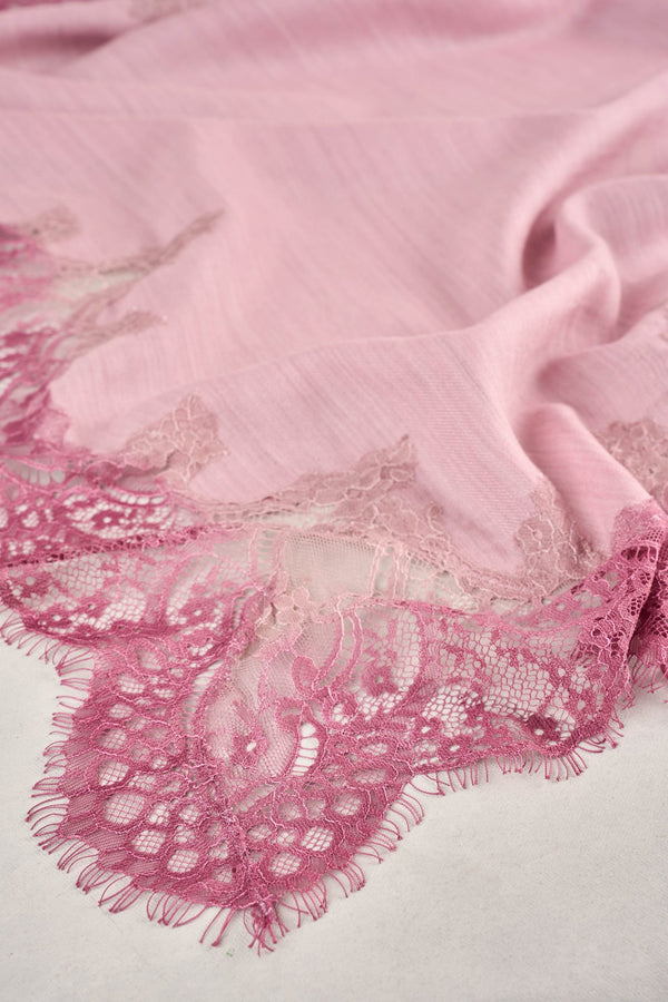 Lace Border Scarf - Purple