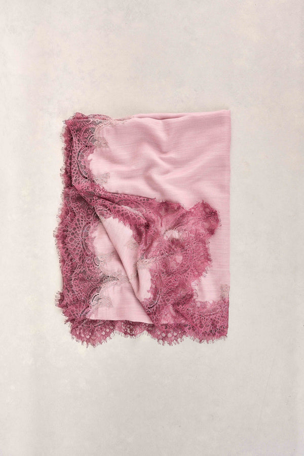 Lace Border Scarf - Purple