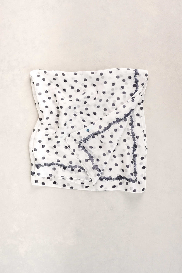 Poka Dot Paisley Border Scarf - Multicolour
