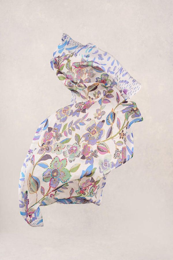 Embellished Floral Sheer Scarf - Multicolour