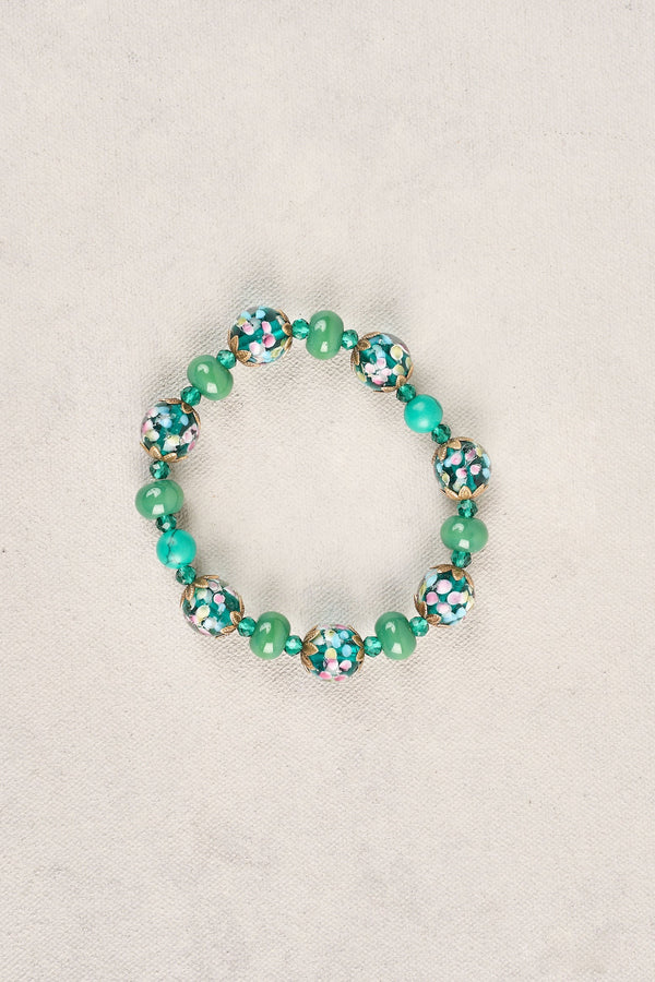 Glass Multi Beaded Wrist - Green