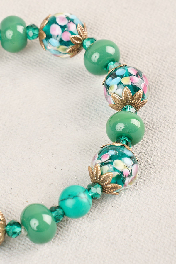 Glass Multi Beaded Wrist - Green