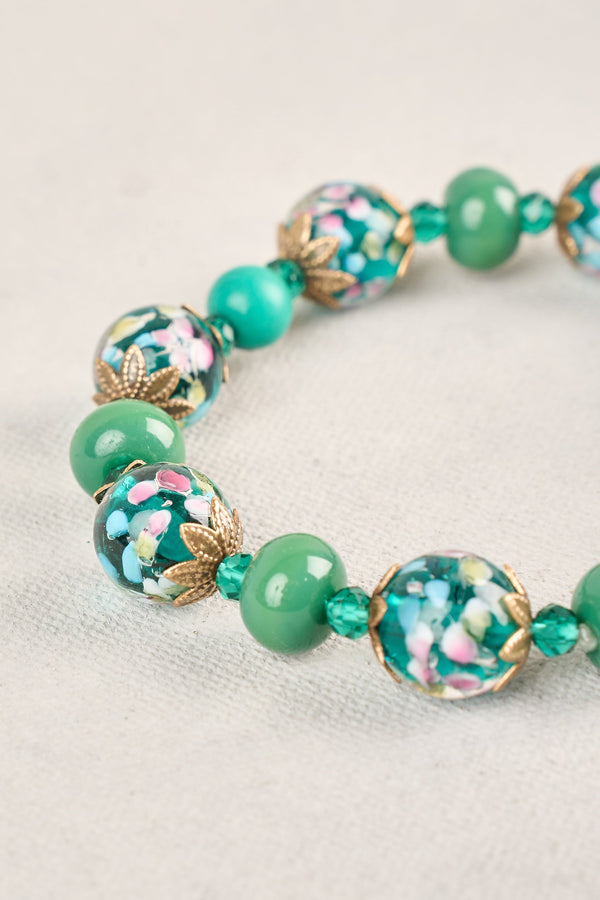 Glass Multi Beaded Wrist - Green