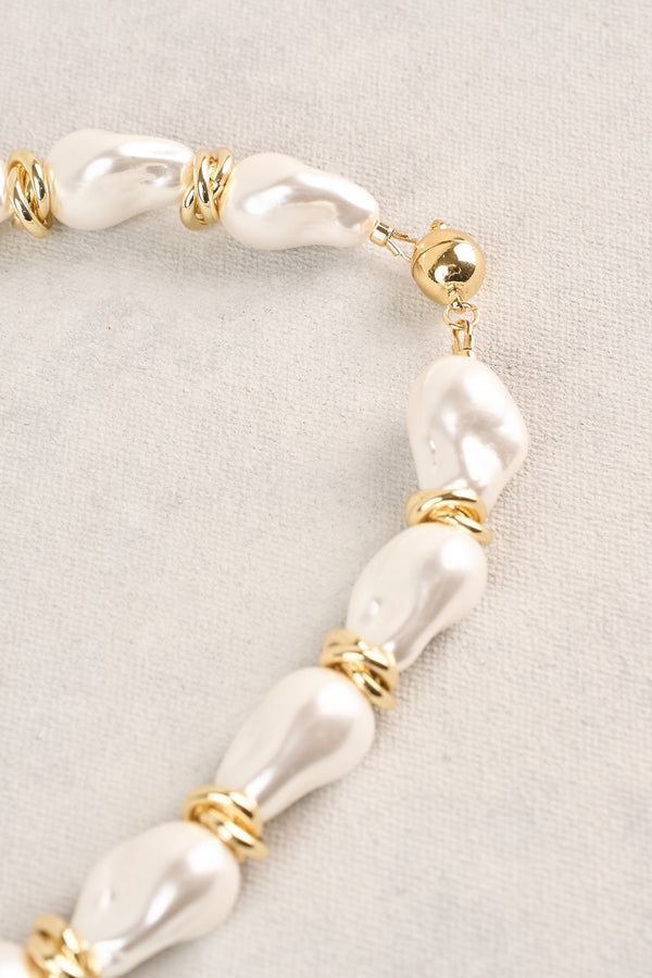 Statement Baroque Pearl Necklace - Gold