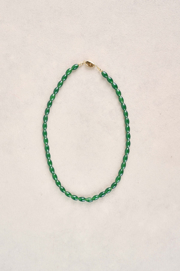 Oval Beaded Necklace - Green