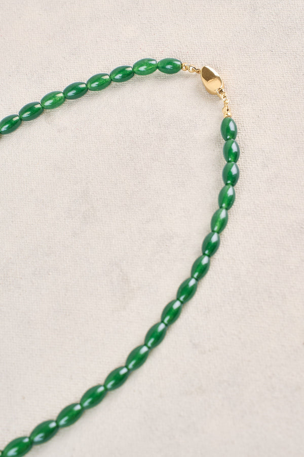 Oval Beaded Necklace - Green