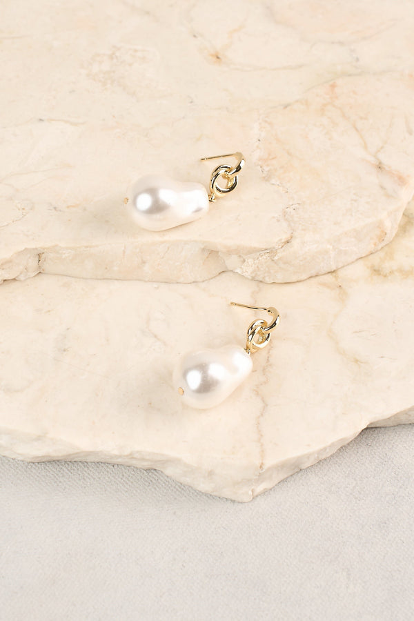 Statement Baroque Pearl Earrings - Gold