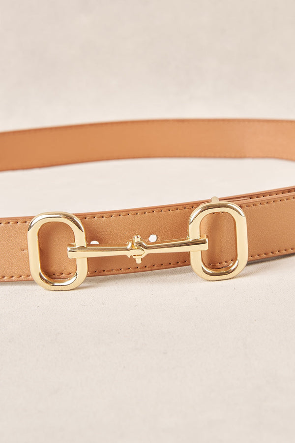 Horsebit Buckle Belt - Tan