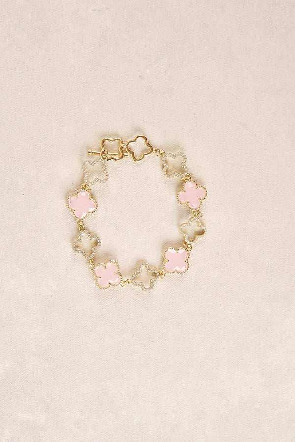 Clover Diamante Bracelet - Light Pink