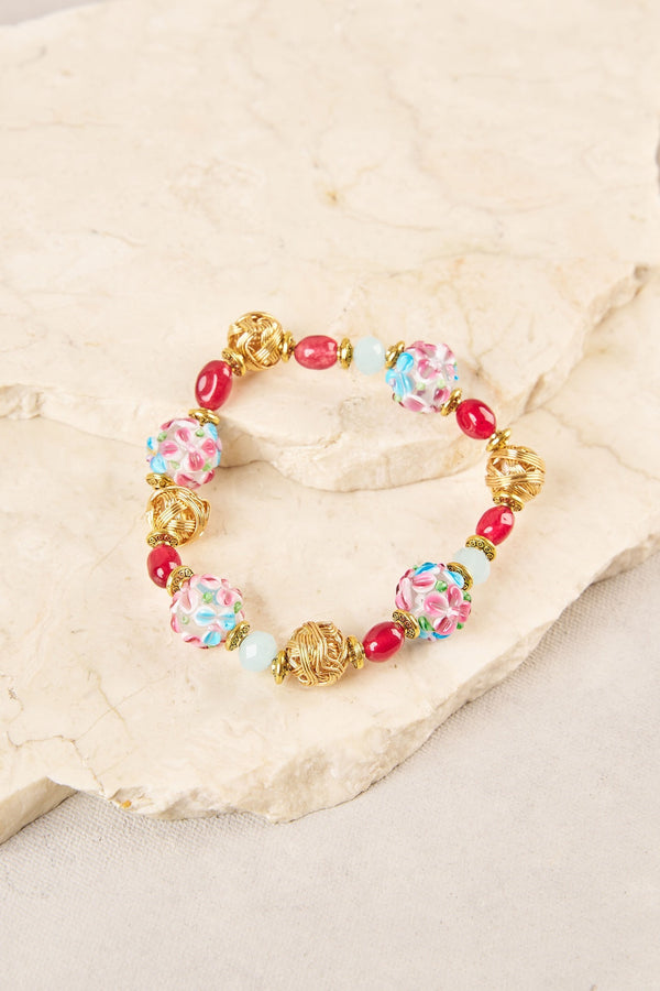 Glass Bead Floral Wrist - Multi