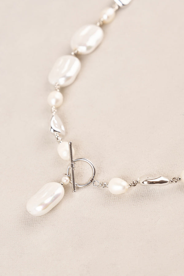 Shell Pebble Necklace - Silver