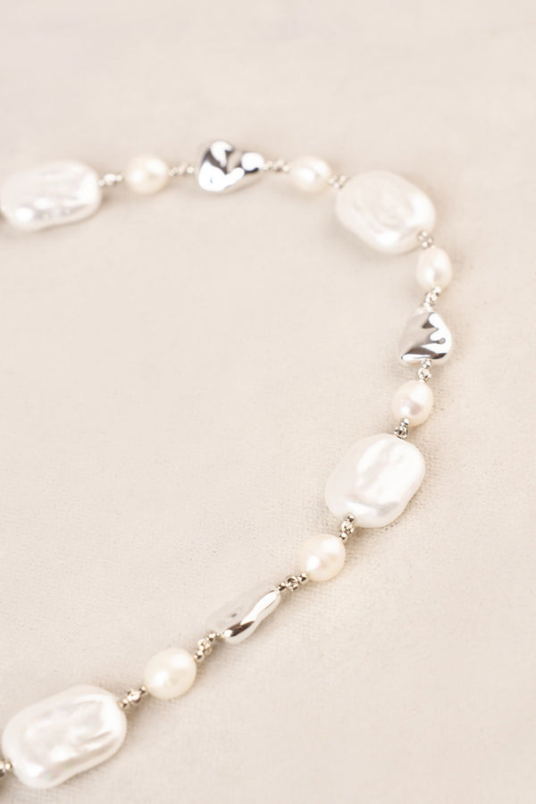 Shell Pebble Necklace - Silver