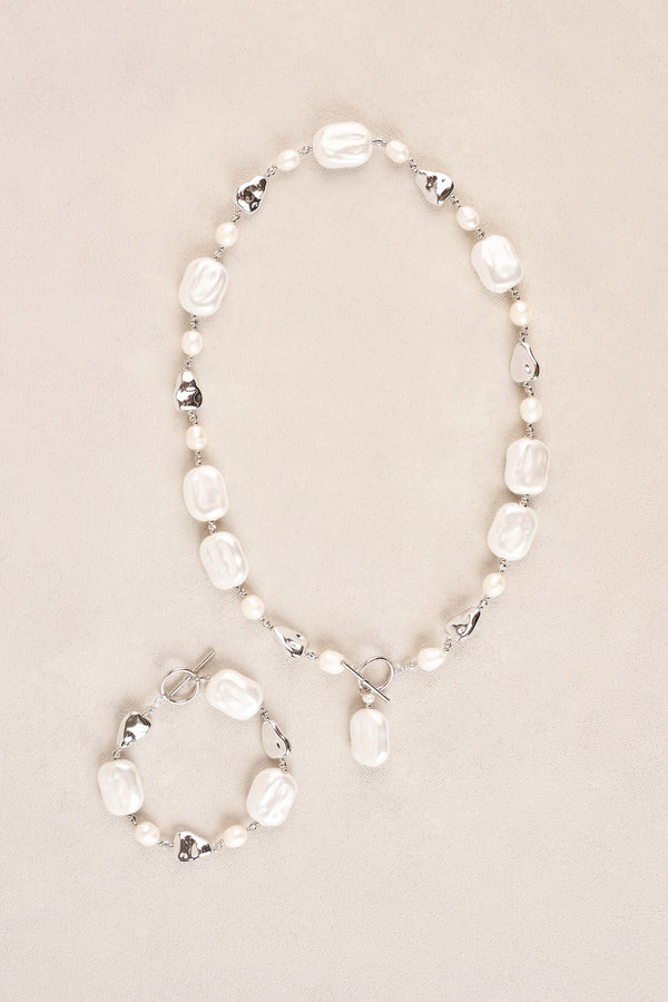 Shell Pebble Necklace - Silver