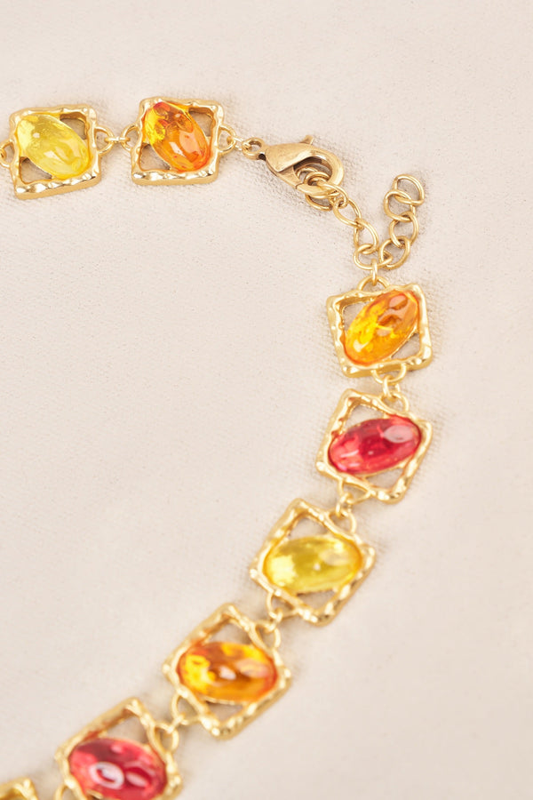 Square Stone Necklace - Multicolour