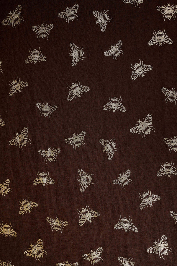 BEE FOIL WOOL SCARF - BROWN AND GOLD