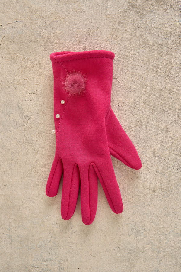 Pearl Trim Pom Glove