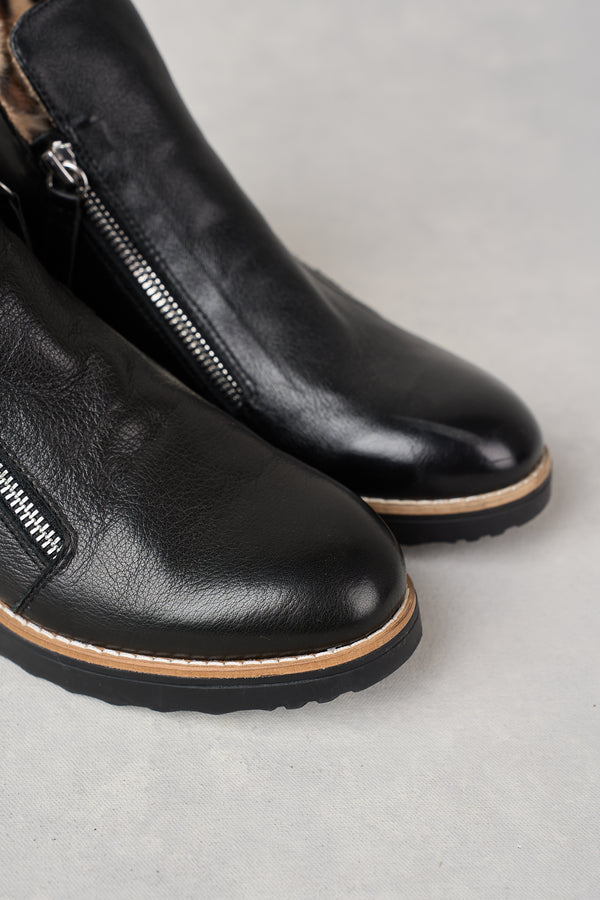 Double Zip Sneaker Boot - Black