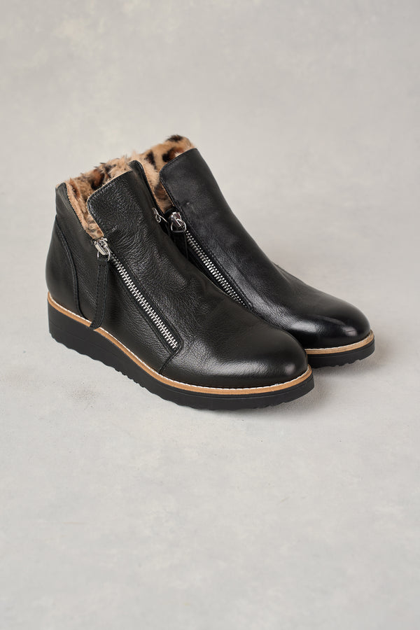 Double Zip Sneaker Boot - Black