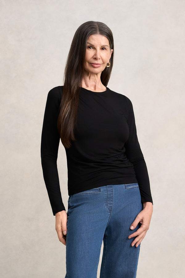 Draped Jersey Top - Black