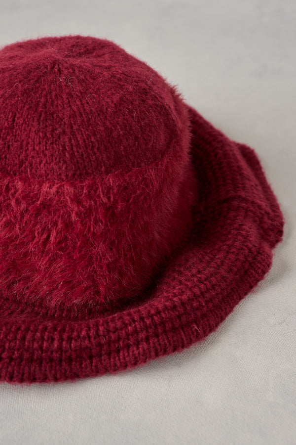 Fluffy Cloche Hat - Burgundy