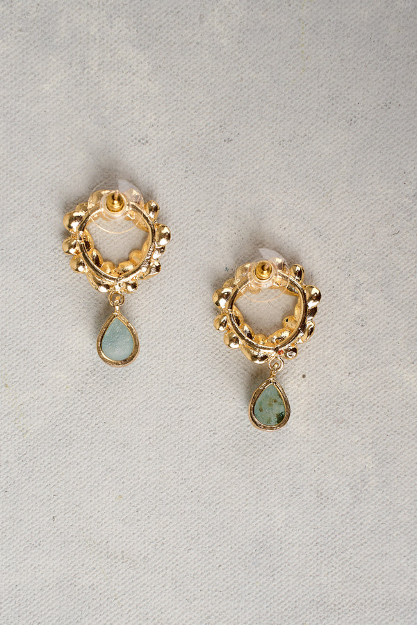 Gold Wreath Drop Earrings - multicolour