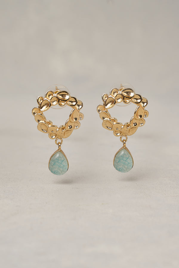 Gold Wreath Drop Earrings - multicolour