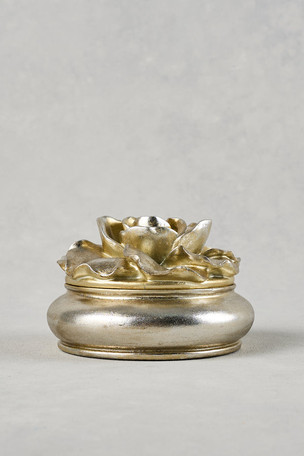 Large Floral Trinket Box – Silver