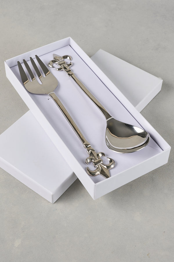 Fleaur De Lys Salad Servers - silver