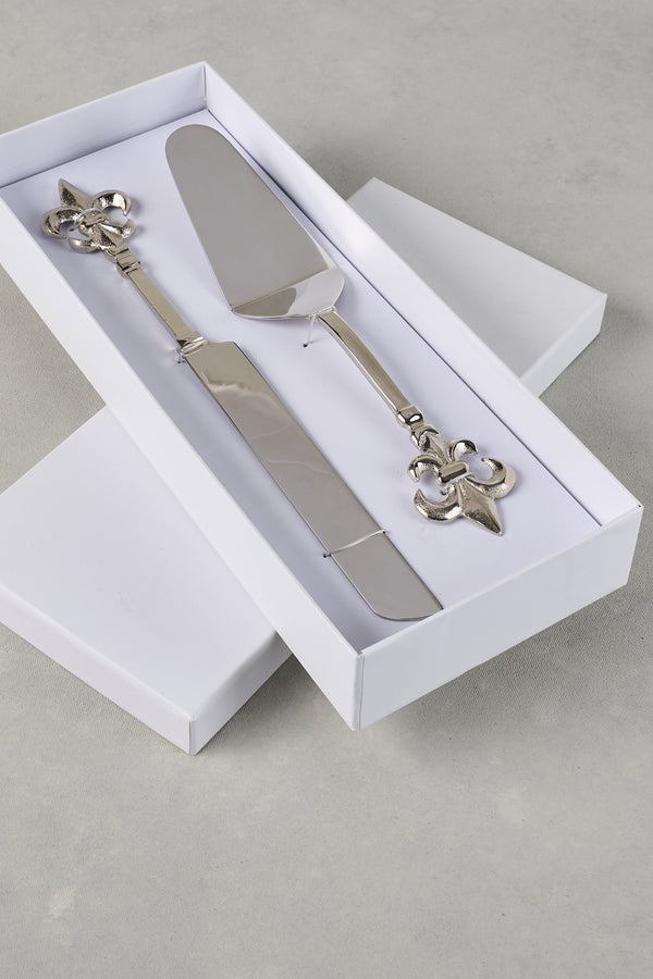 Fleaur De Lys Cake Servers - silver