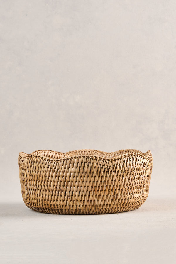 Scalloped Rattan Bowl