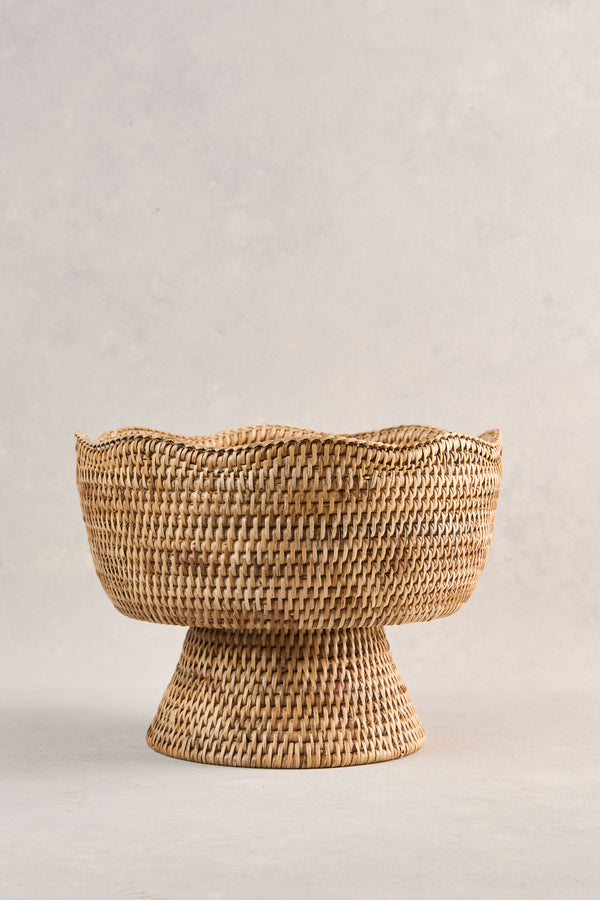 Scalloped Ratton Bowl on Stand