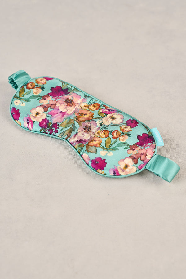 Azure Floral Silk Eye Mask