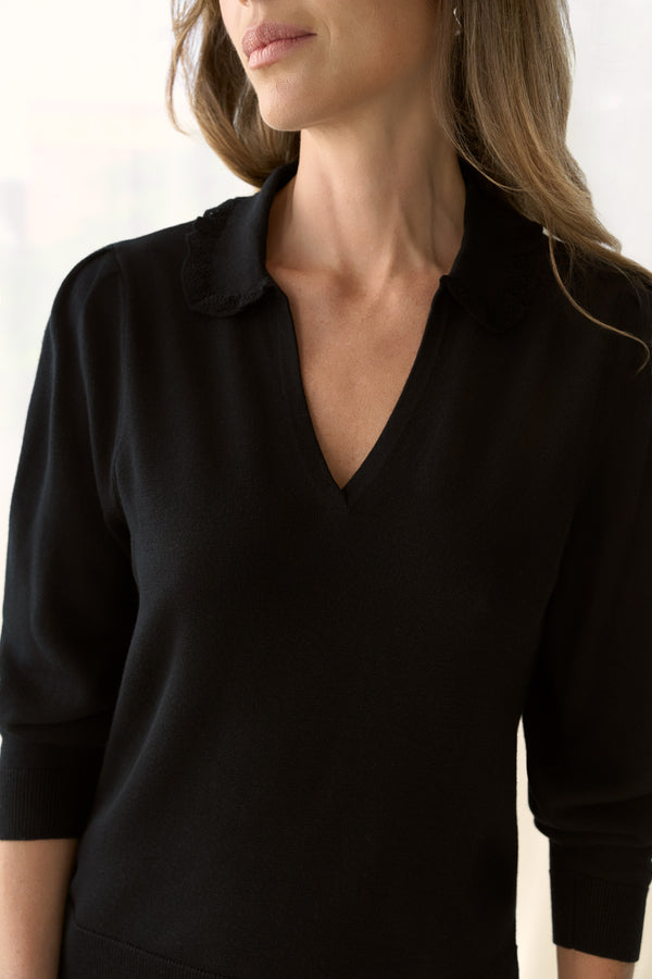 Long Sleeve Wool Knit - Black