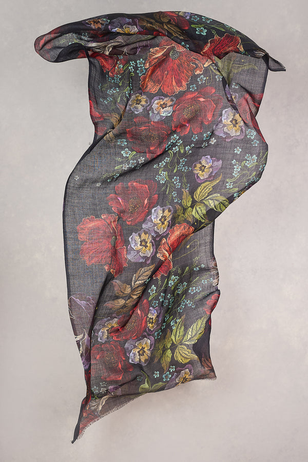 Midnight Floral Gardens Scarf - Multicolour
