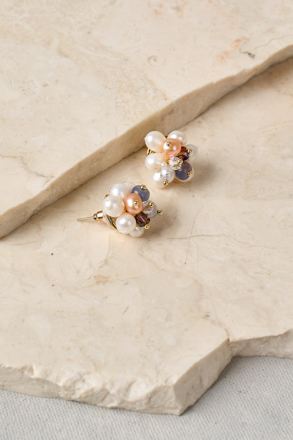 Pearl Cluster Studs - Gold