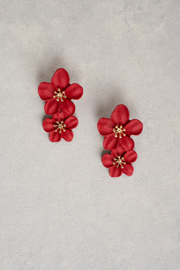 Red Floral Earrings