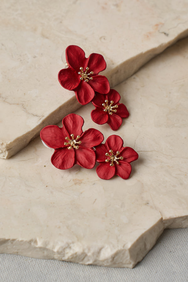 Red Floral Earrings
