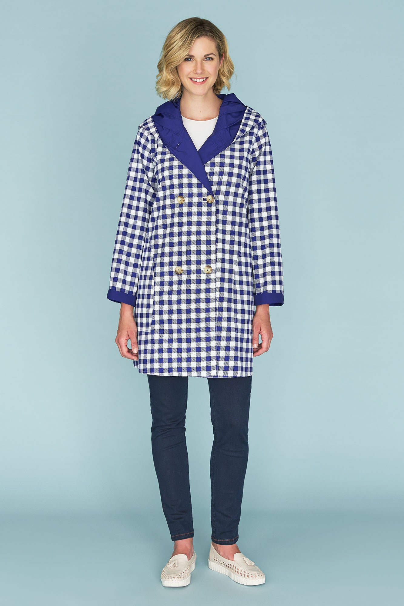 Blue illusion sale reversible raincoat