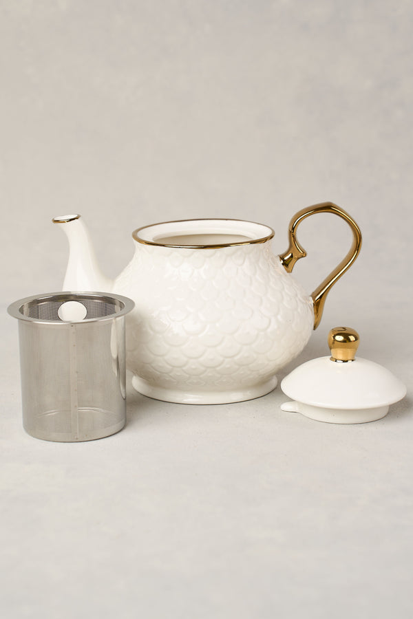 Ripple White Teapot - white