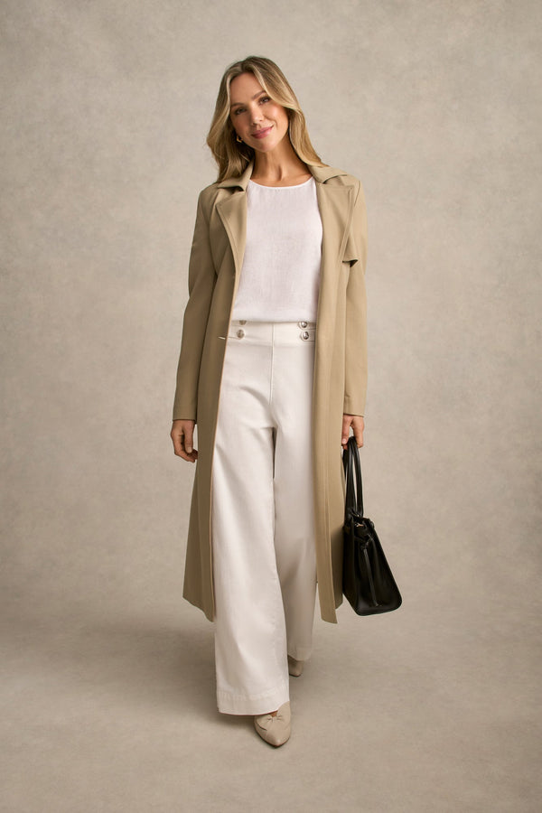 Linen Button Back Top - White