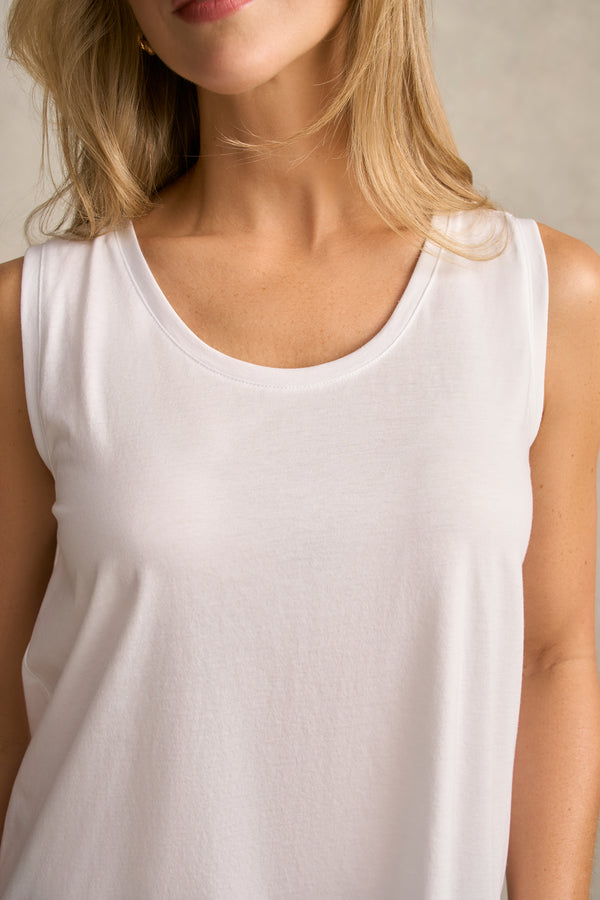 Mercerised Cotton Tank - White