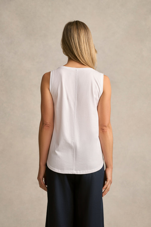 Mercerised Cotton Tank - White